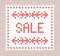 Sale embroidered cross-stitch. Discount banner.