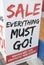 Sale everything must go large sign