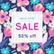 Sale. Floral pattern. Hand drawn flowers. Discount. Shopping. Commerce. Colorful background with blossom