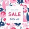 Sale. Floral pattern. Hand drawn flowers. Discount. Shopping. Commerce. Colorful background with blossom