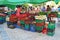 Sale of fruit and vegetables in street of Besalu in Spain.