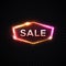 Sale glowing neon sign on transparent background.