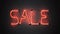 Sale Glowing Red Neon Tubes on Dark Transparent Background. Vector Illustration