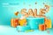 Sale Great Discount Ads Banner Concept Poster Card. Vector