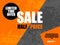 Sale half price banner in orange gray color. Limited time offer in circle. Diagonal background. Black friday advertising banner