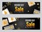 Sale header or banner design with top view of gift boxes, snowflake, star and 75% discount offer for Boxing Day