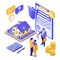 Sale Insurance Rent Mortgage House Isometric
