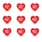 Sale label Heart icon set. Valentines day heart sale tag, poster template. Red twisted heart, isolated on white background. Vector