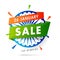 Sale label or poster design with Ashoka Wheel and 30-80% discount offer for 26 January Sale.