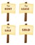 Sale , lease, rent and sold sign boards