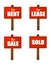 Sale , lease, rent and sold sign boards