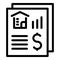 Sale money house documents icon, outline style