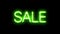 Sale neon sign appear on black background.