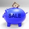 Sale Piggy Bank Shows Price Cut And Discounted Products