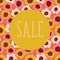 Sale poster vector template with colorful floral background. Circle on Coral, gold, beige, pink Scandinavian doodle flowers