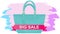Sale poster with womens bag, shop now. Discount, special offers promotion, shopping advertisement