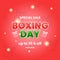 sale promotion design template for boxing day. text, giftbox and red background