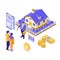 Sale Purchase Rent Mortgage House Isometric