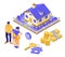 Sale Purchase Rent Mortgage House Isometric