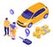 Sale Purchase Rental Sharing Car Isometric