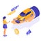 Sale Purchase Rental Sharing Car Isometric