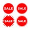 Sale red label sticker. Red starbursts set.