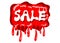 Sale red sign with drop water graphic style on white colour