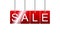 Sale red tags text on white background