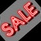 Sale sign neon with strips background