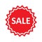 Sale sign. Red sale sticker. Online shop promotion banner. Isolated illustration. Special offer. Vector red sale label