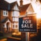 For Sale sign sits outside a suburban residential house