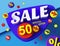 Sale special offer - 3d rendering concept advertising concept banner. Discount up to 50% off. Promotion creative layout. Bright