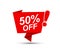 Sale of special offers. Discount with price 50. Bubble speech ad with a red label for an advertising campaign - vector