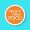 Sale sticker icon isolated on a blue background. Orange color special offer, discount tag. Profitable price inscription. Simple