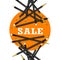 Sale Sticker. Orange Background. Pencils Vector Illustration