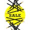 Sale Sticker. Yellow Background. Pencils Vector Illustration