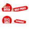 Sale stickers set. Modern red style. Vector
