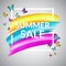 Sale Summer Banner design with frame and butterflies