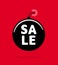 Sale. Symbol of Sale in the Shape of a Black Bomb. Vector Discount Sign. Red Background.