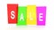Sale tag white labels colored frame. 3D rendering