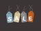 Sale tage. Gift tags isolated on black background.