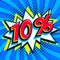 Sale tags collection. 10 ten percent off. Red number with bang shape on blue halftone background. super sale web banner