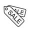 Sale tags linear icon. Thin line illustration. Vector isolated outline drawing.
