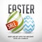 Sale template or poster design with 70% discount offer and extra 20% cashback for Easter celebration.