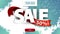 Sale, up to 50% off, white and blue discount banner with large letters and red ribbon