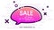 Sale up to 50 percent off. Promo poster with pink speech bubble.