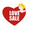 Sale Valentines day. Heart and Cupid. Logo for Valentines day sp