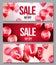 Sale vector balloons banner set. Collections of flying balloons with 50 percent off