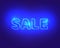 Sale white neon electric letters.