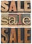 Sale word in wood type